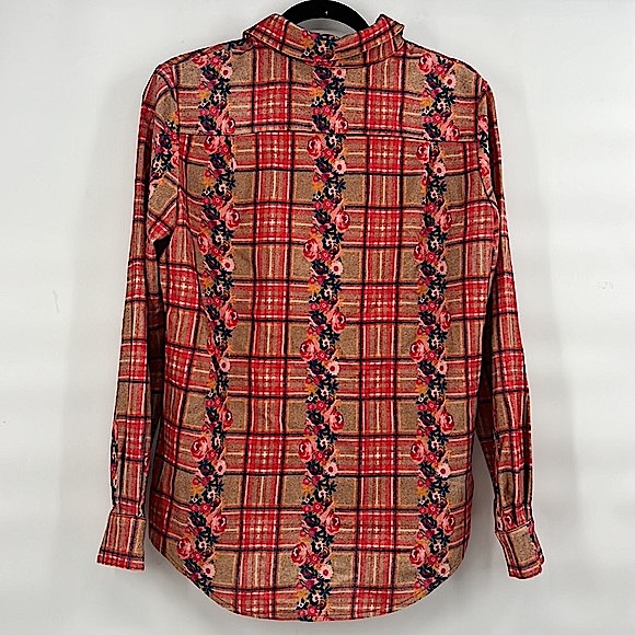 Manoush flannel floral pink red shirt size medium - Picture 3 of 8